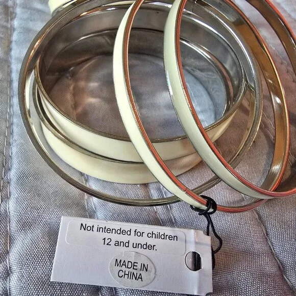 Set of 7 Creme Bangle Bracelets Haute by Treska NWT - Picture 3 of 13